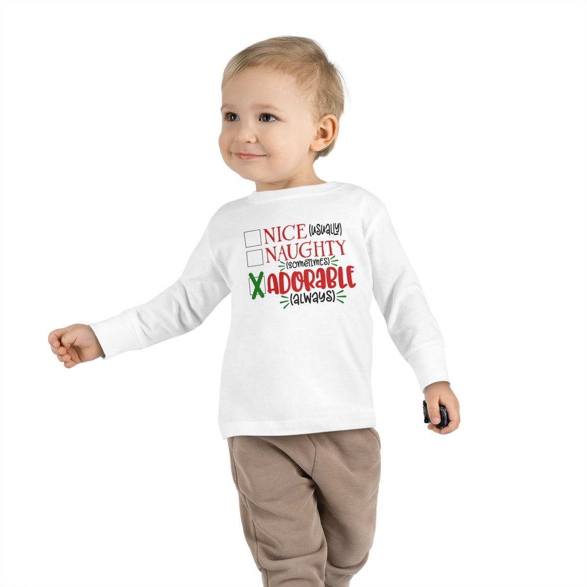 Nice, Naughty, Adorable Toddler Long Sleeve Tee