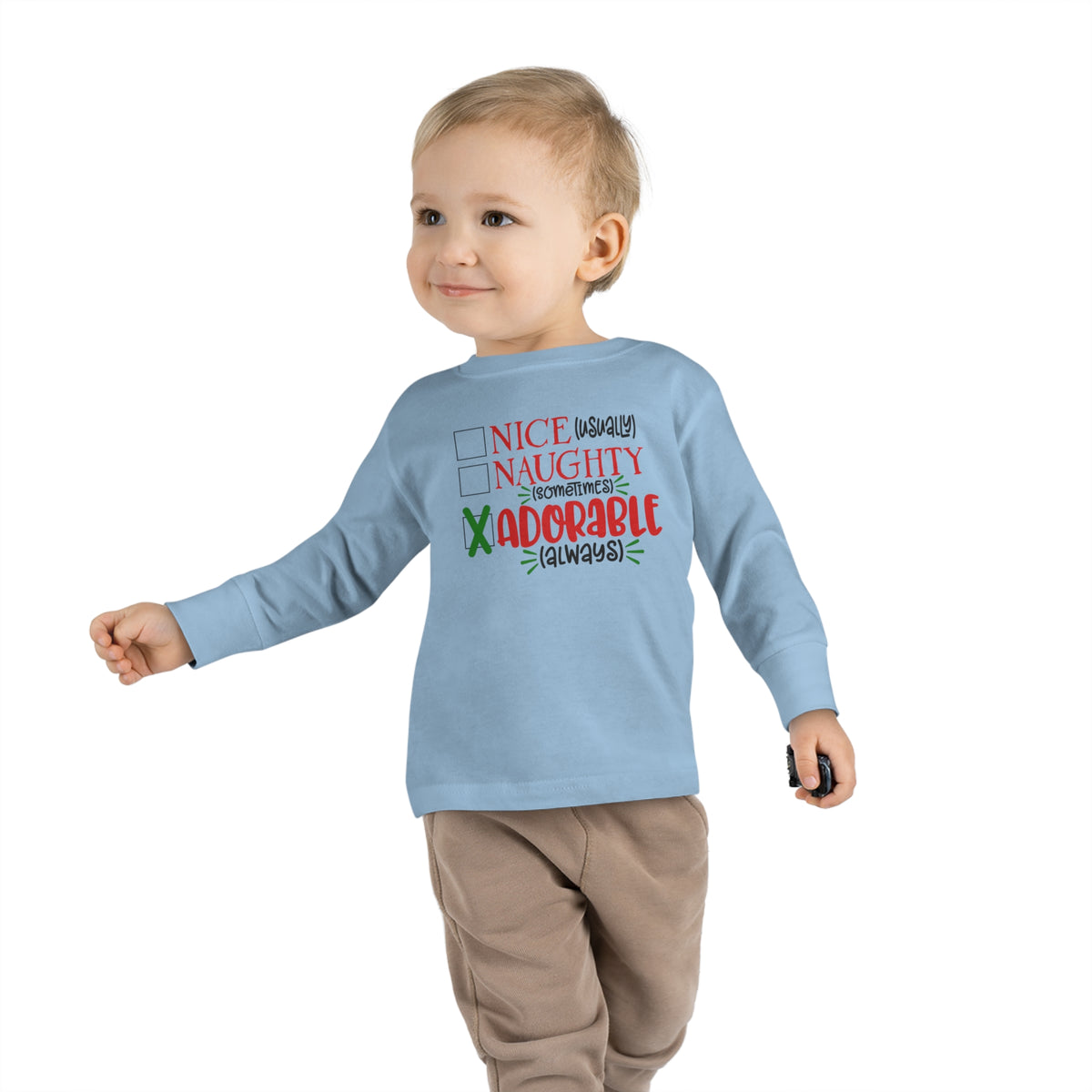 Nice, Naughty, Adorable Toddler Long Sleeve Tee