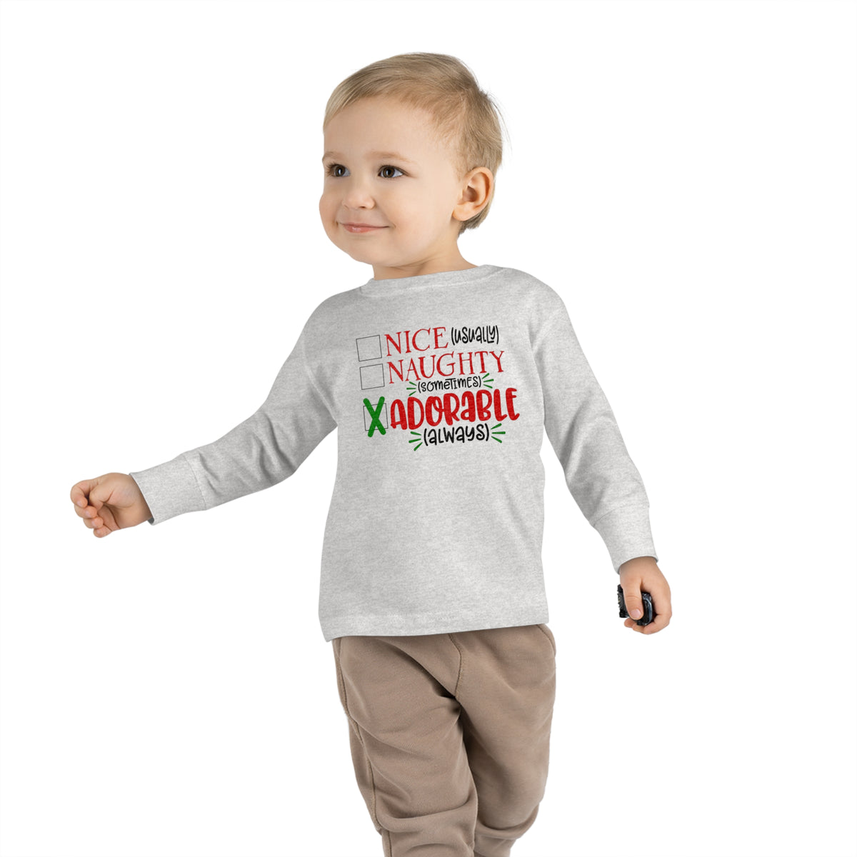 Nice, Naughty, Adorable Toddler Long Sleeve Tee