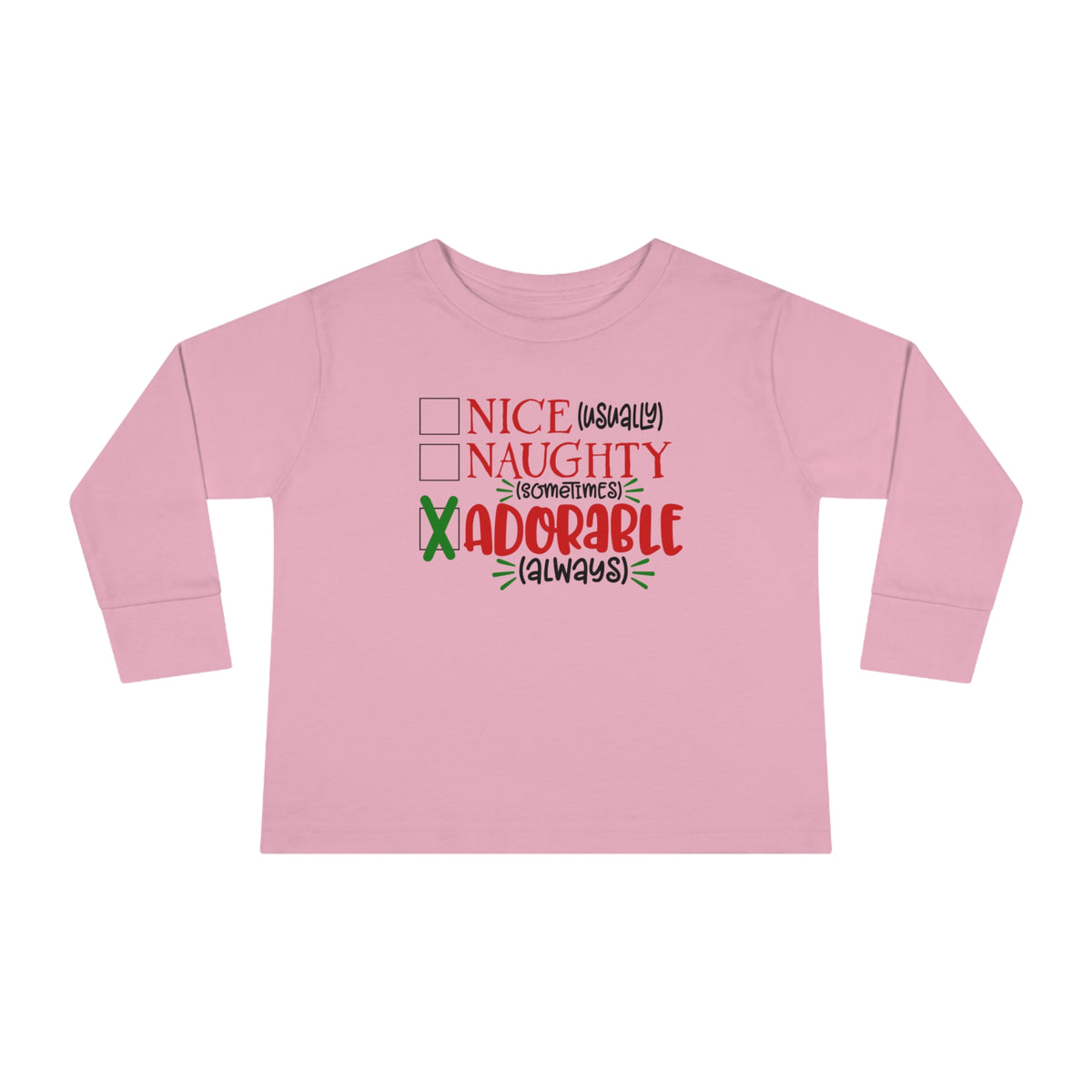 Nice, Naughty, Adorable Toddler Long Sleeve Tee