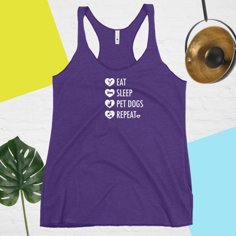 Eat, Sleep, Pet Dogs, Repeat Women's Racerback Tank